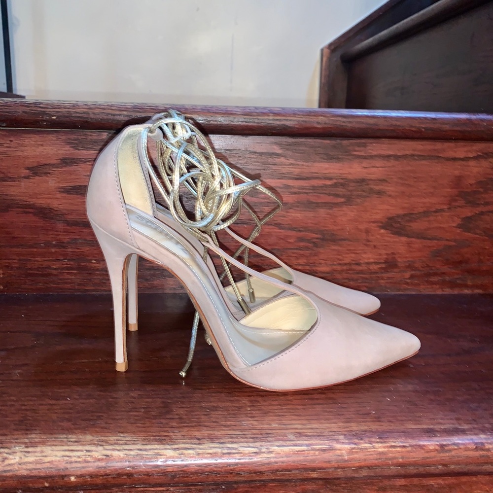 New Schutz stiletto t-strap tie pointed toe heels - Picture 3 of 8